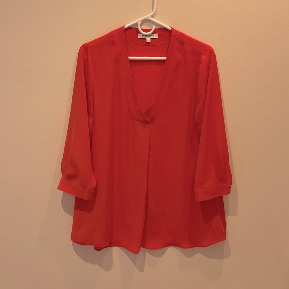 Rose + Olive coral blouse